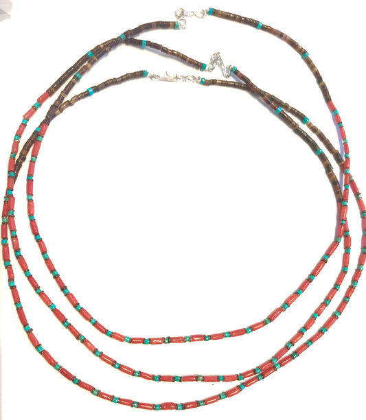 Coral and turquoise strand super fine necklace