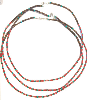 Coral and turquoise strand super fine necklace