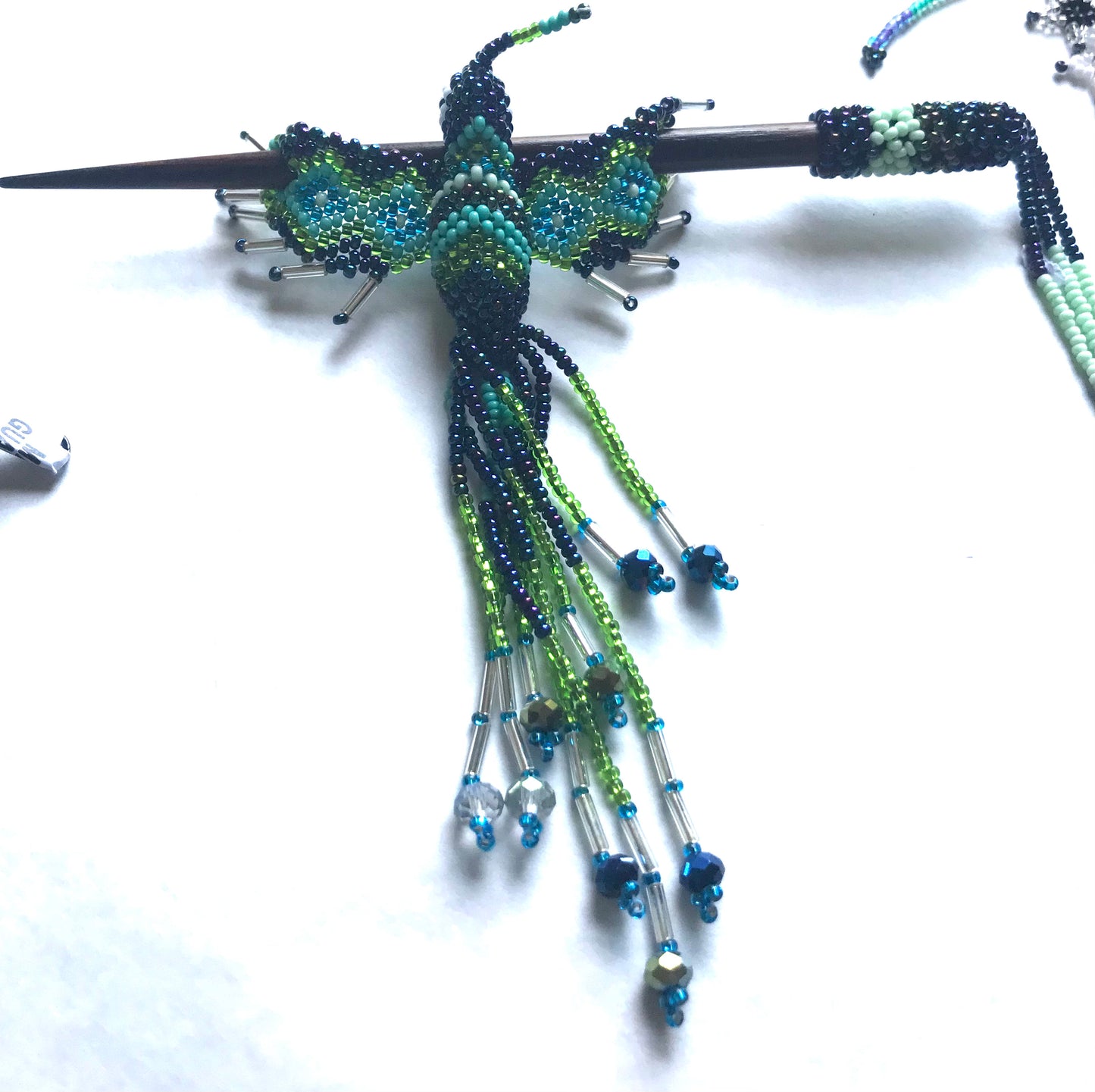 Hair pin beaded hummingbird