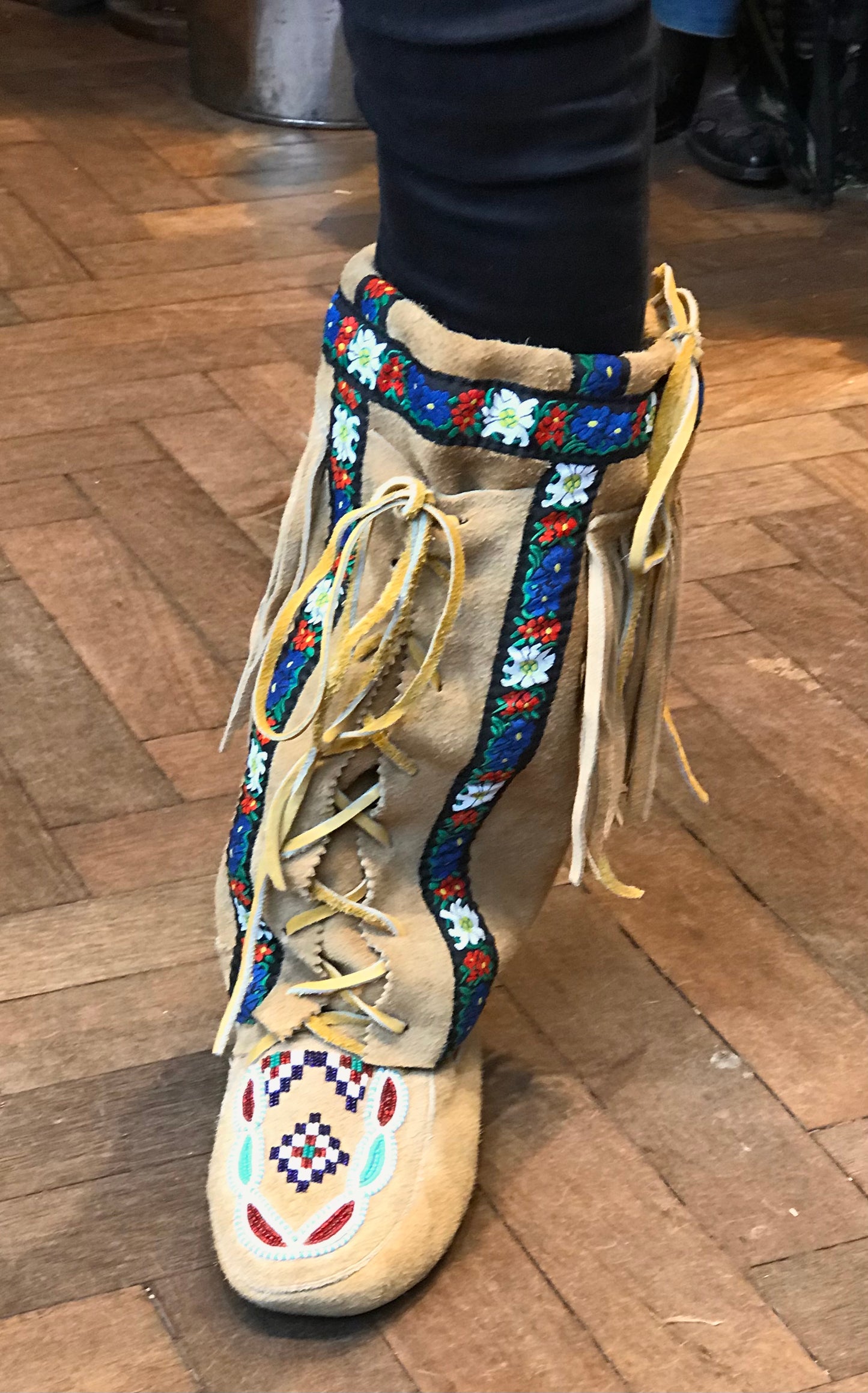 Moccasins boots one off hand beaded