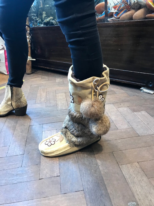 Canadian muccasin boot hand beaded