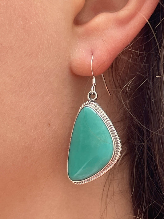 Turquoise natural sterling silver earrings