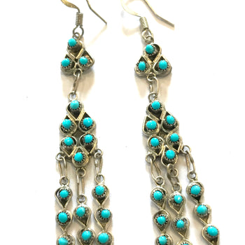 Turquoise needlepoint Zuni earring