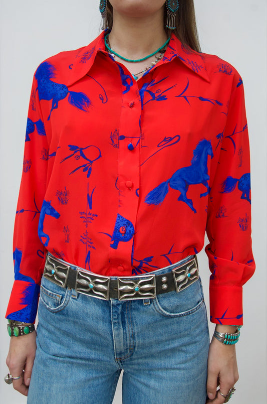 Horse Shirt - Red & Blue