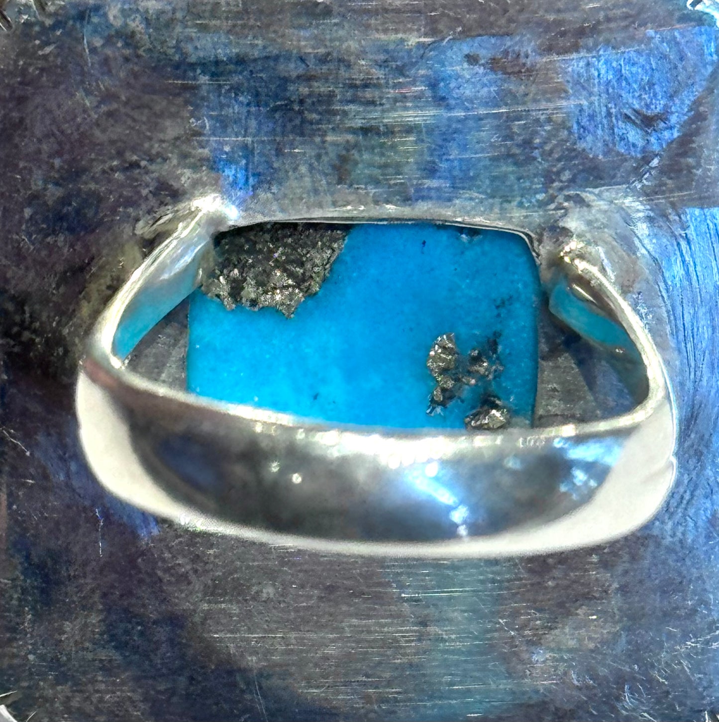 Turquoise with rare pyrite Matrix Ring