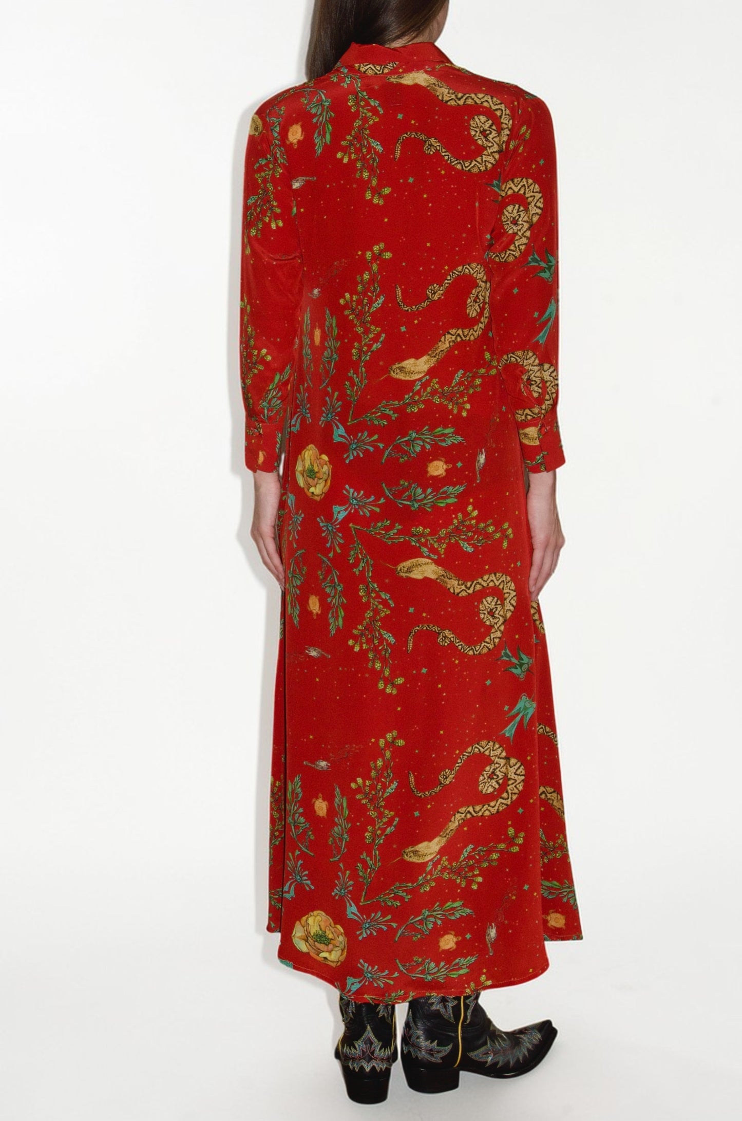 Snake Shirt Dress - Rust