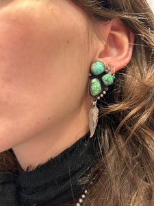 Emerald green clam Turquiose earrings
