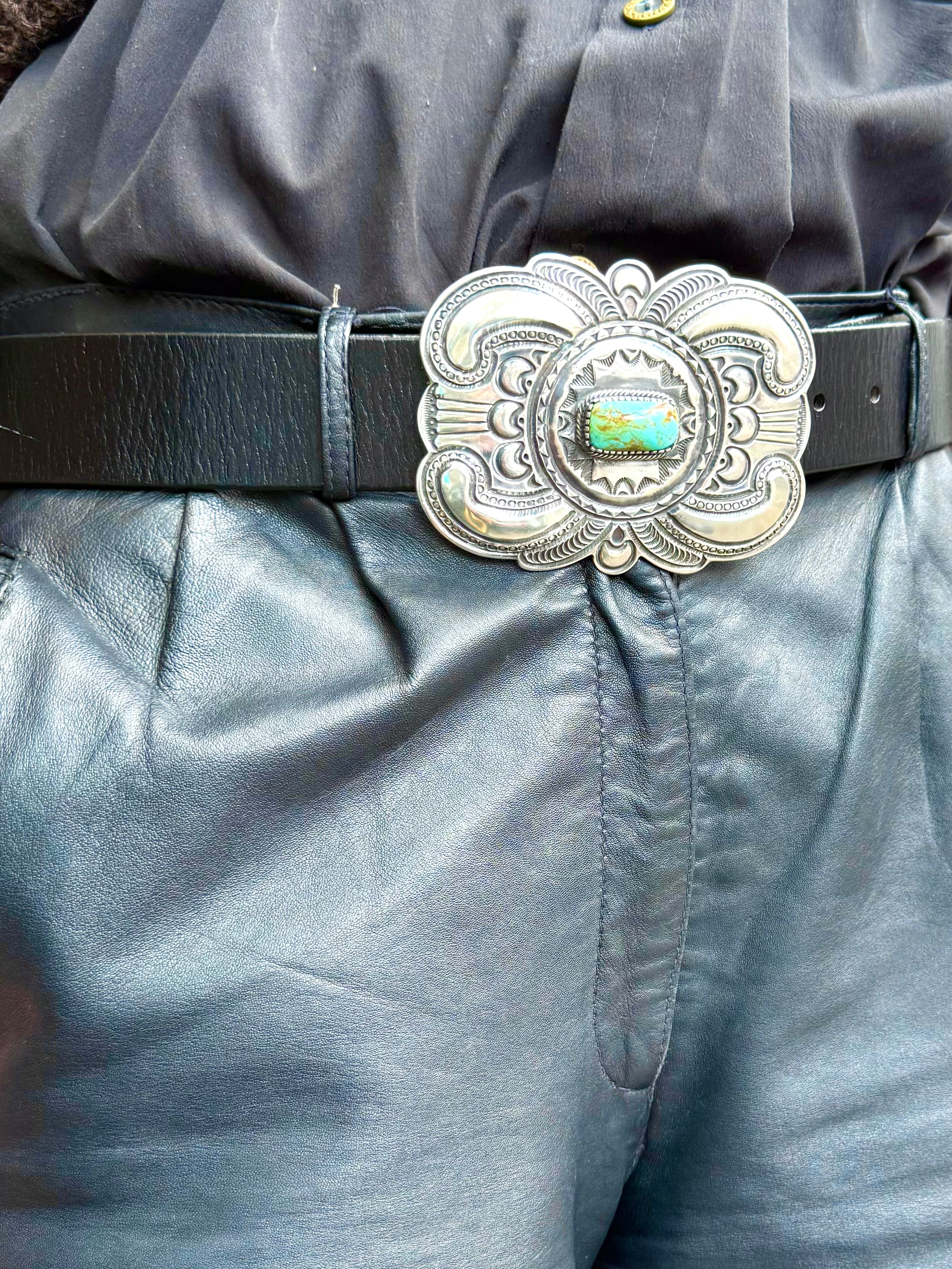 Navajo sterling  silver Punchwork Buckle