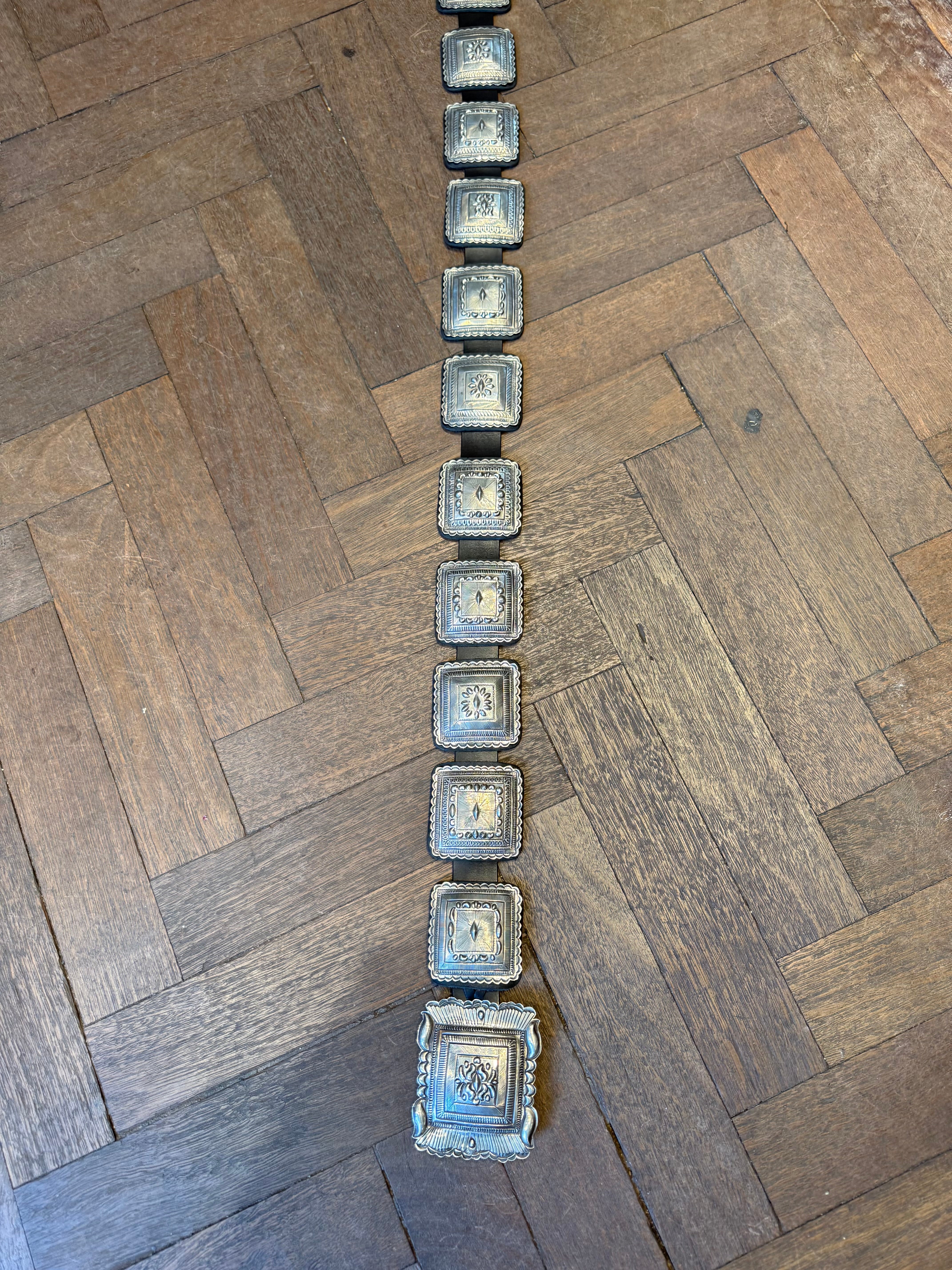 Navajo Sterling Silver Square Concho Belt