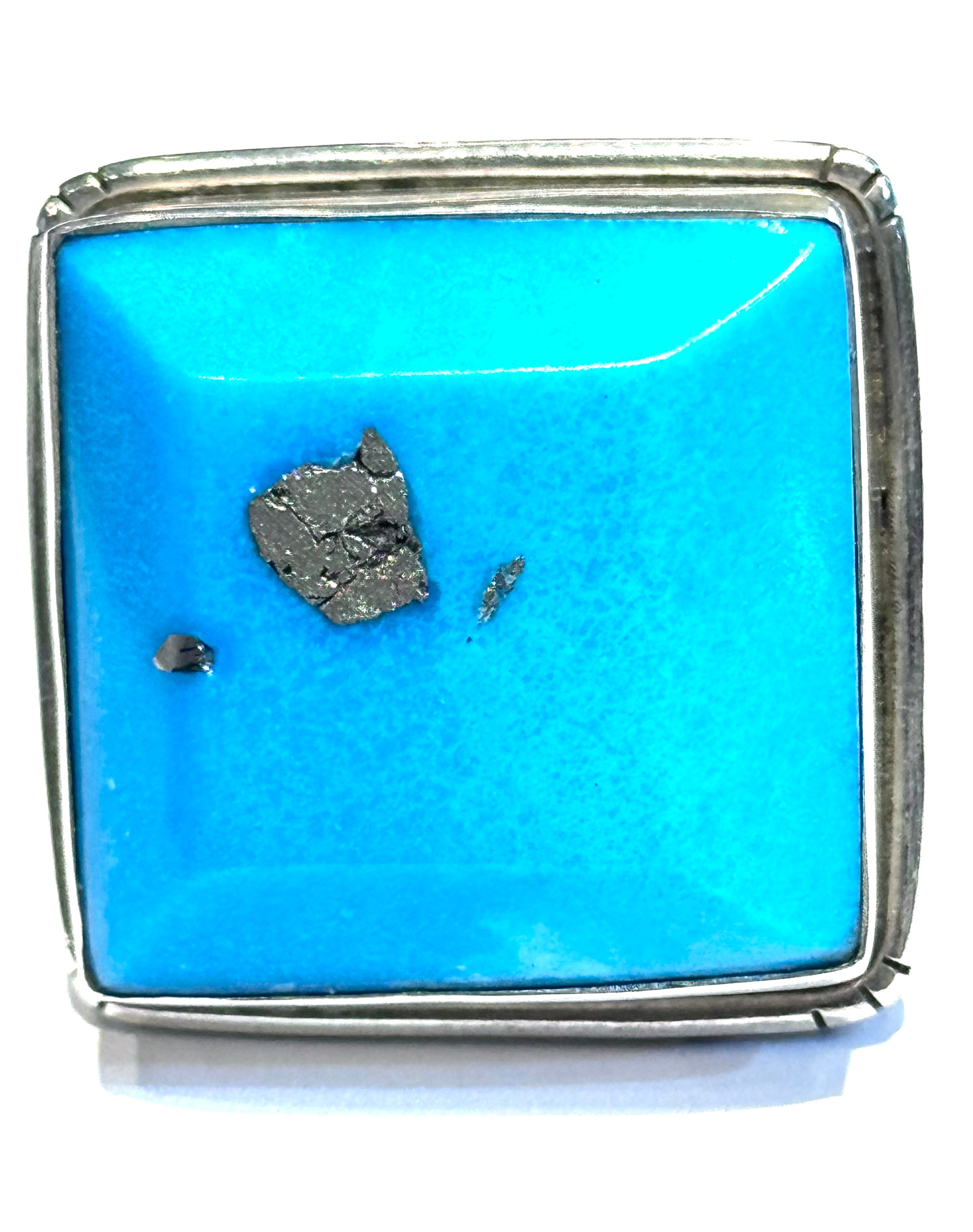 Turquoise with rare pyrite Matrix Ring