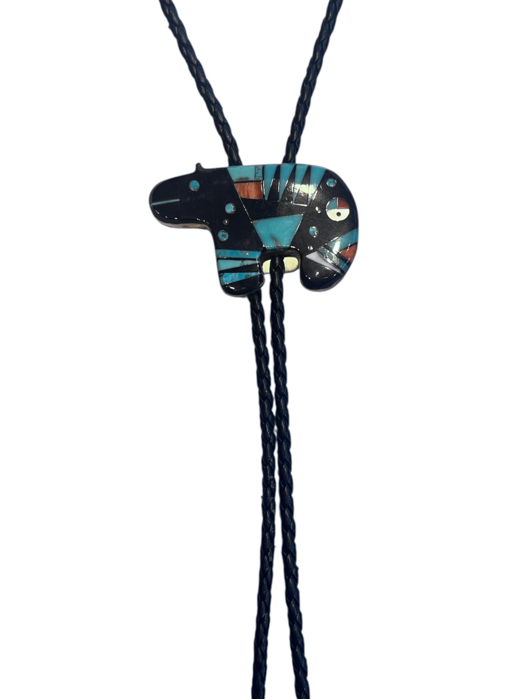 Zuni bear bolo tie