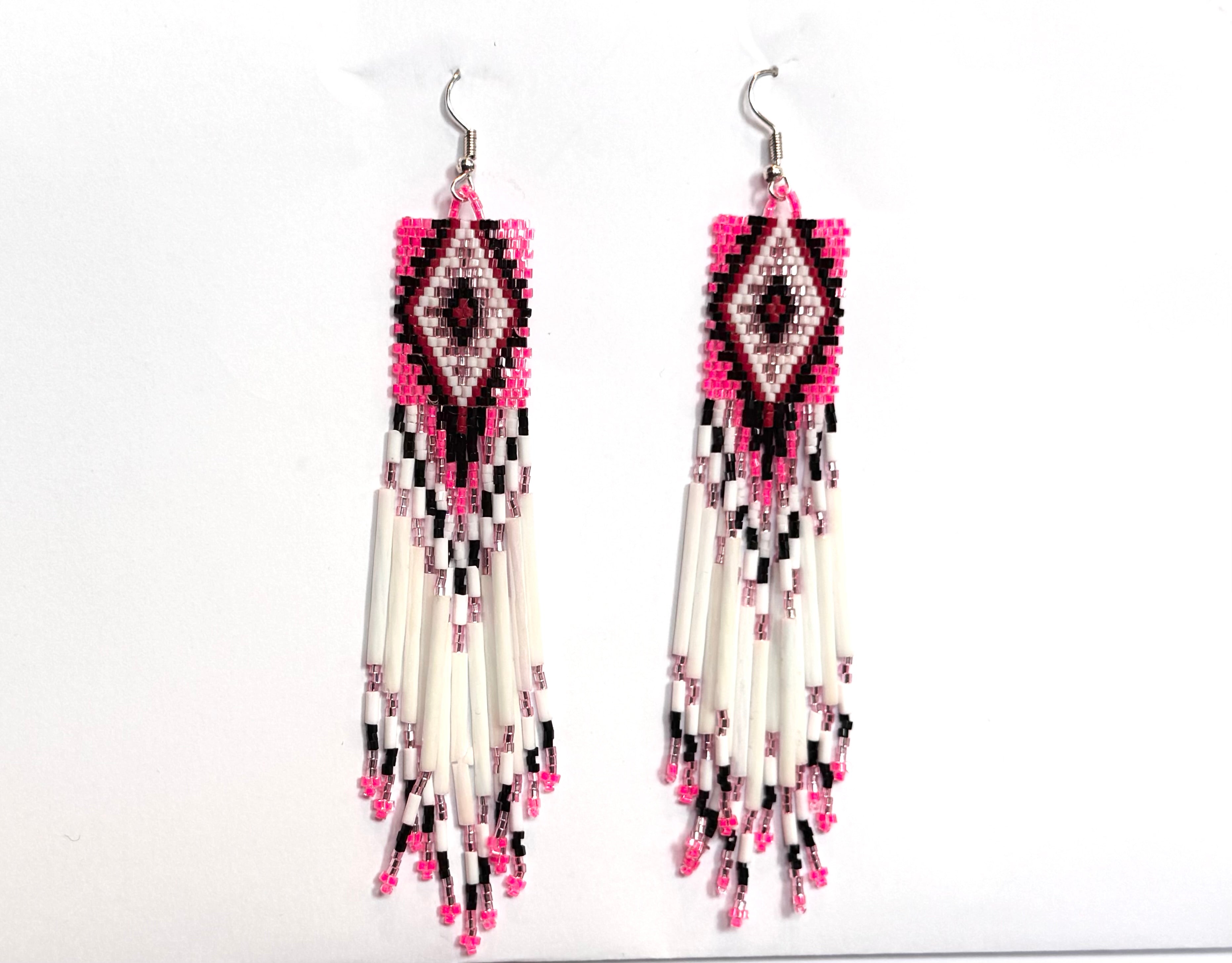 Glass Beaded Earrings Navajo with sterling silver Hook