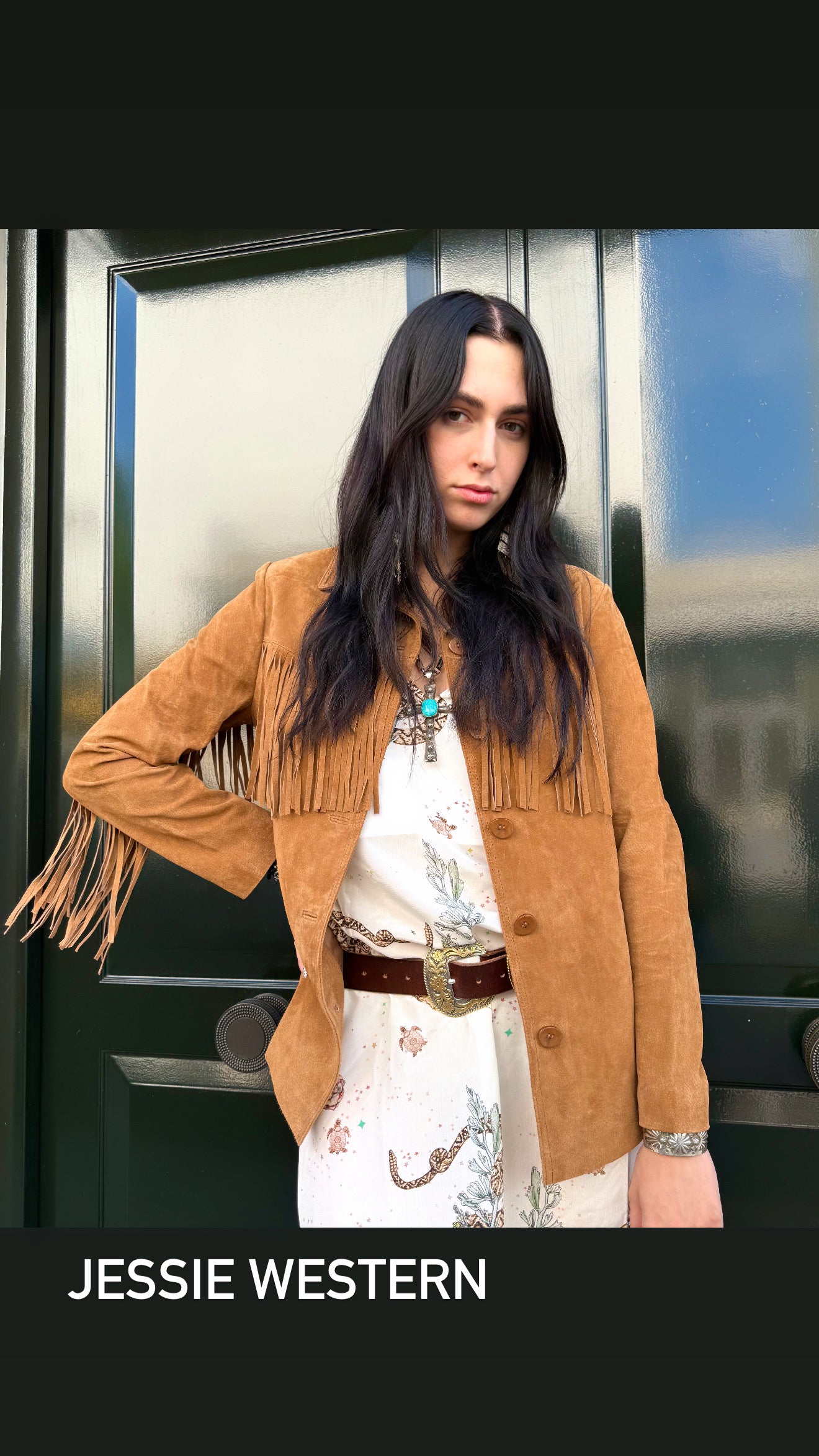 Suede fringed jacket tan