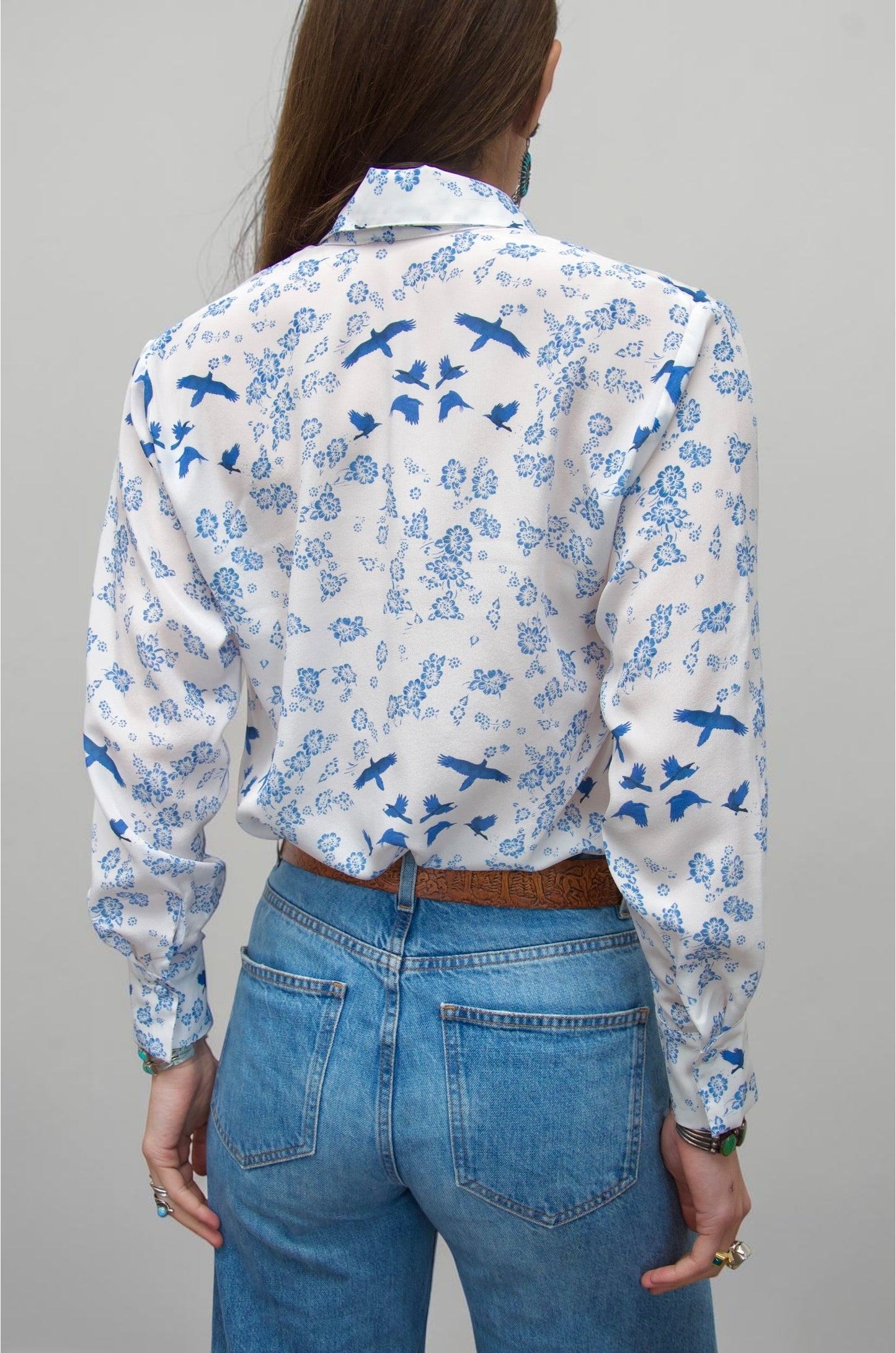 White - Blue Bird Shirt