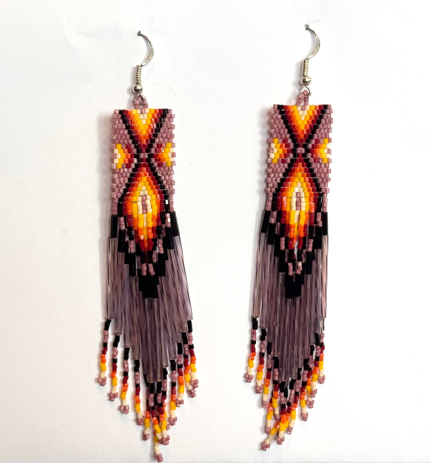 Glass beaded earrings with sterling Silver Hooks