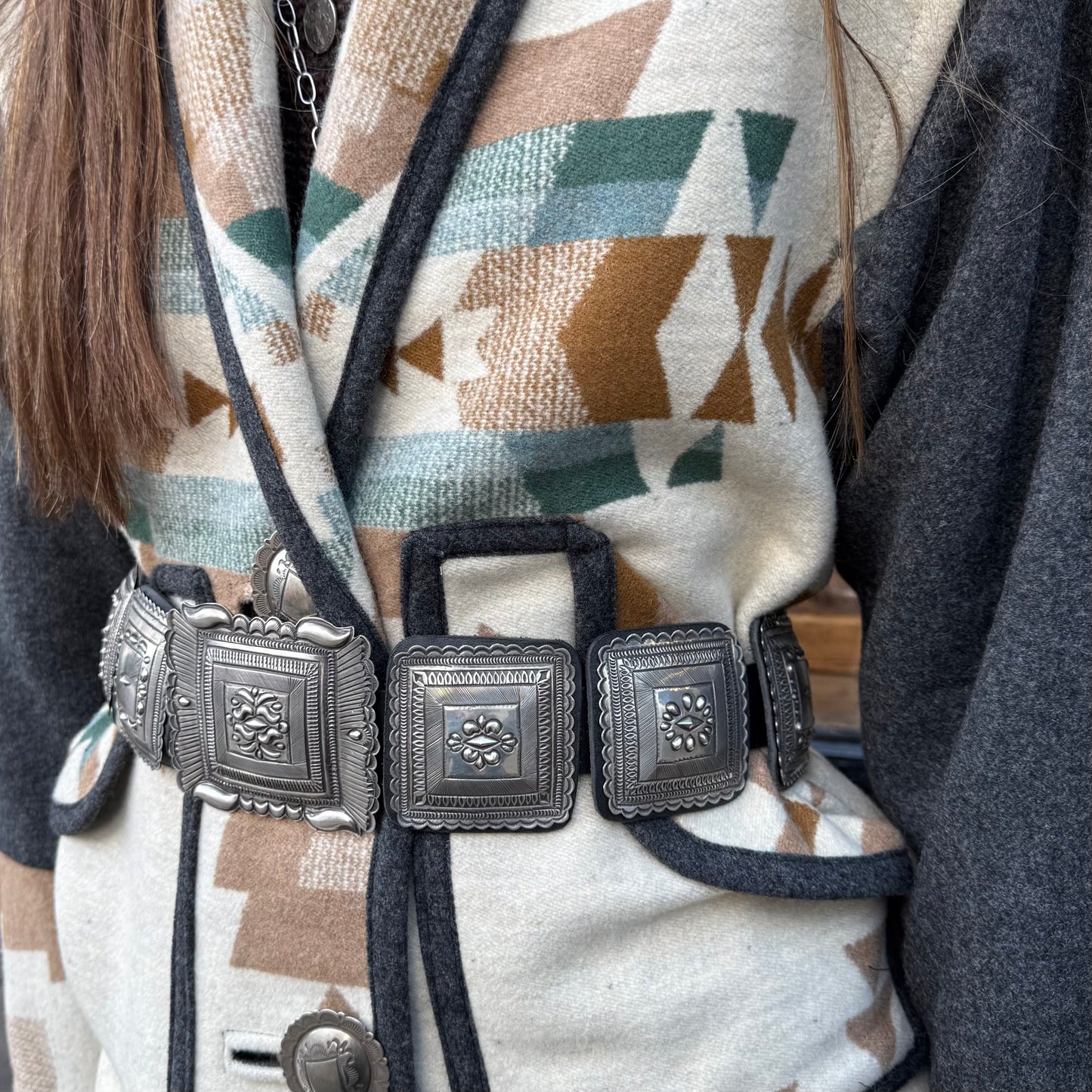 Navajo Sterling Silver Square Concho Belt