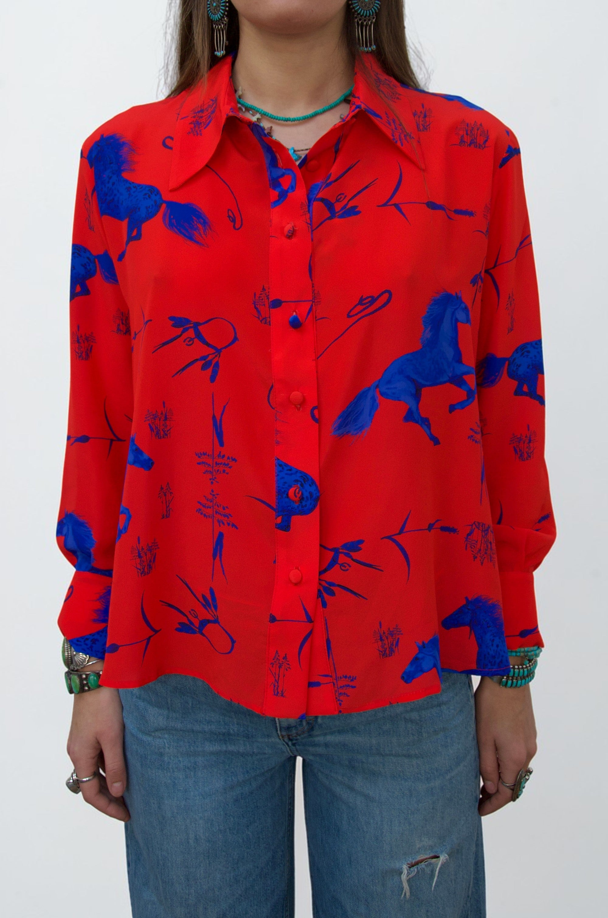 Horse Shirt - Red & Blue