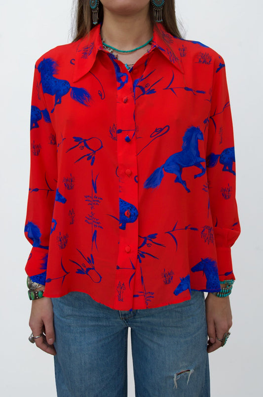 Horse Shirt - Red & Blue
