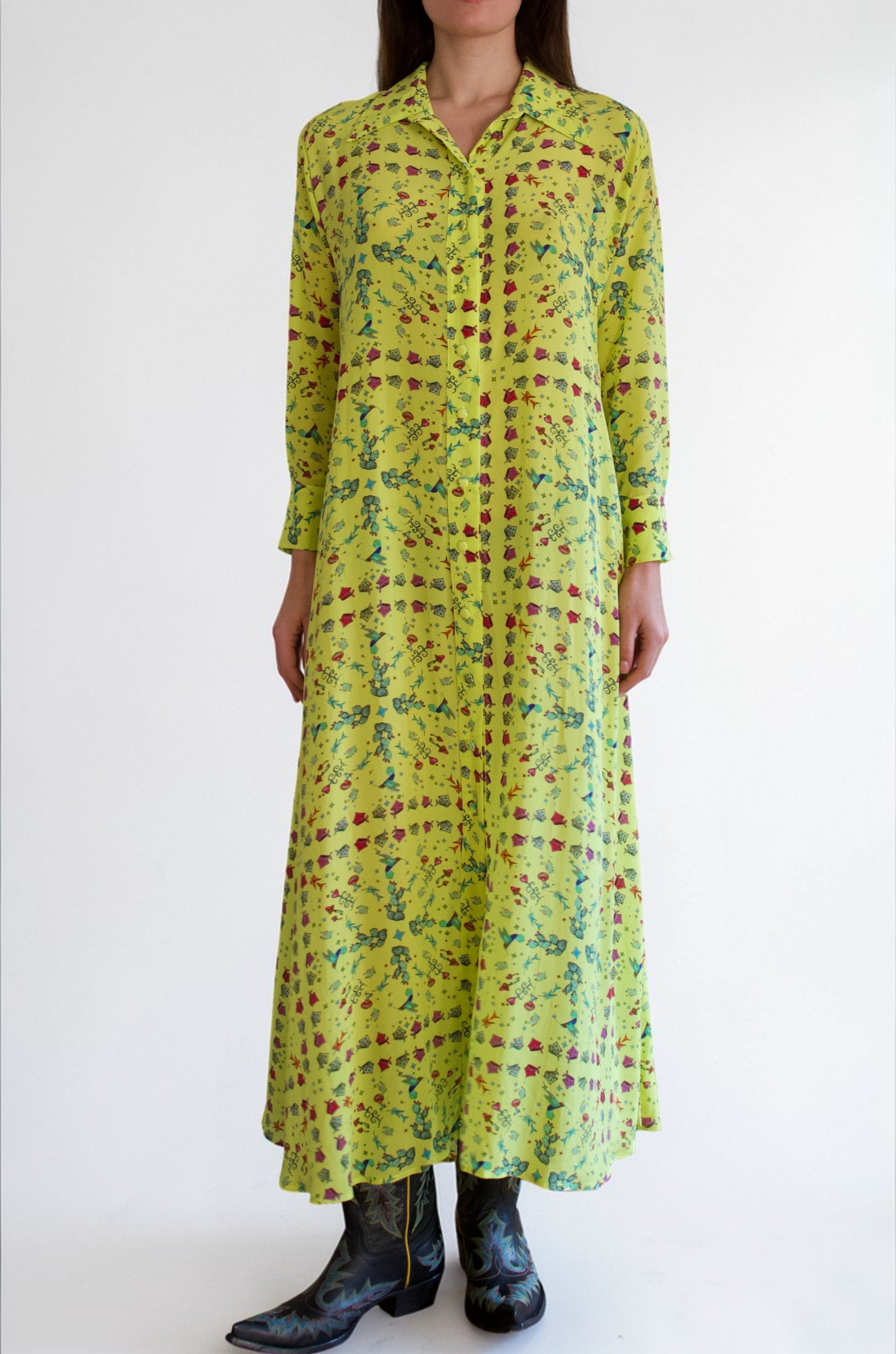 Bandana Shirt Dress - Yellow