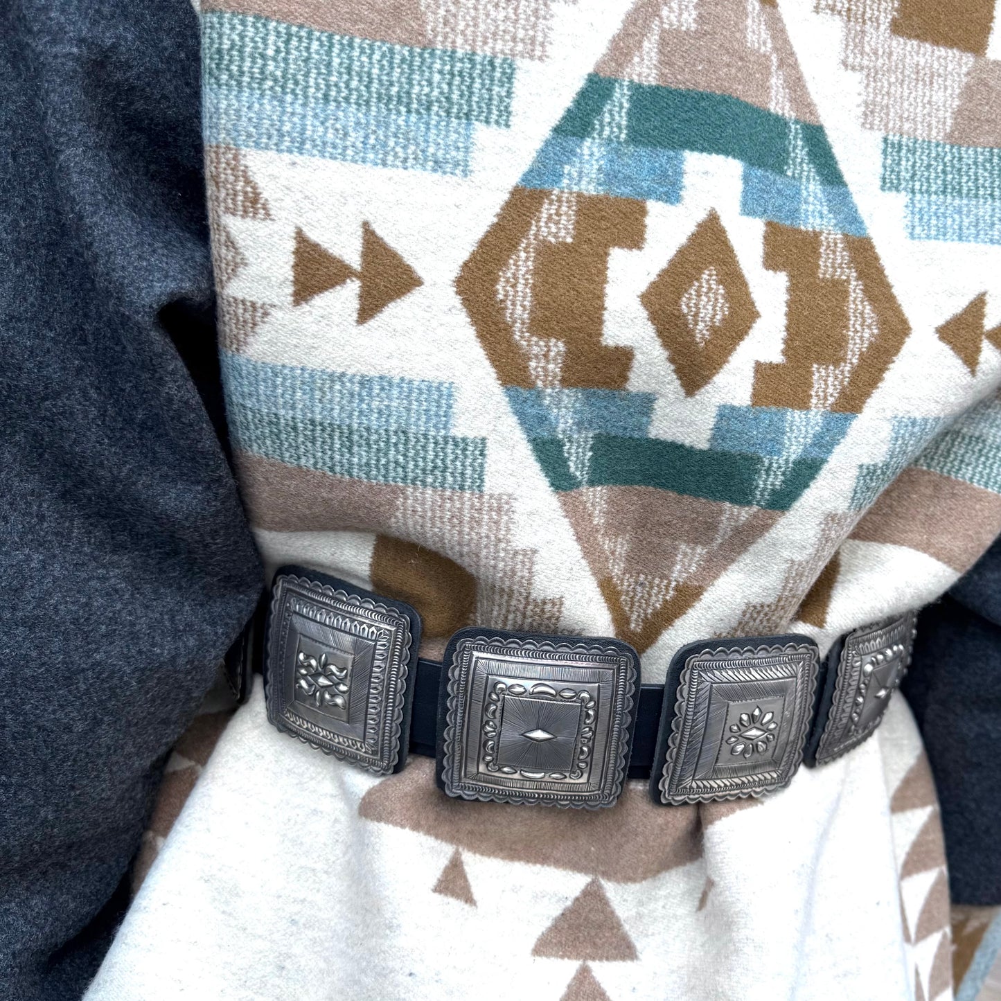 Navajo Sterling Silver Square Concho Belt
