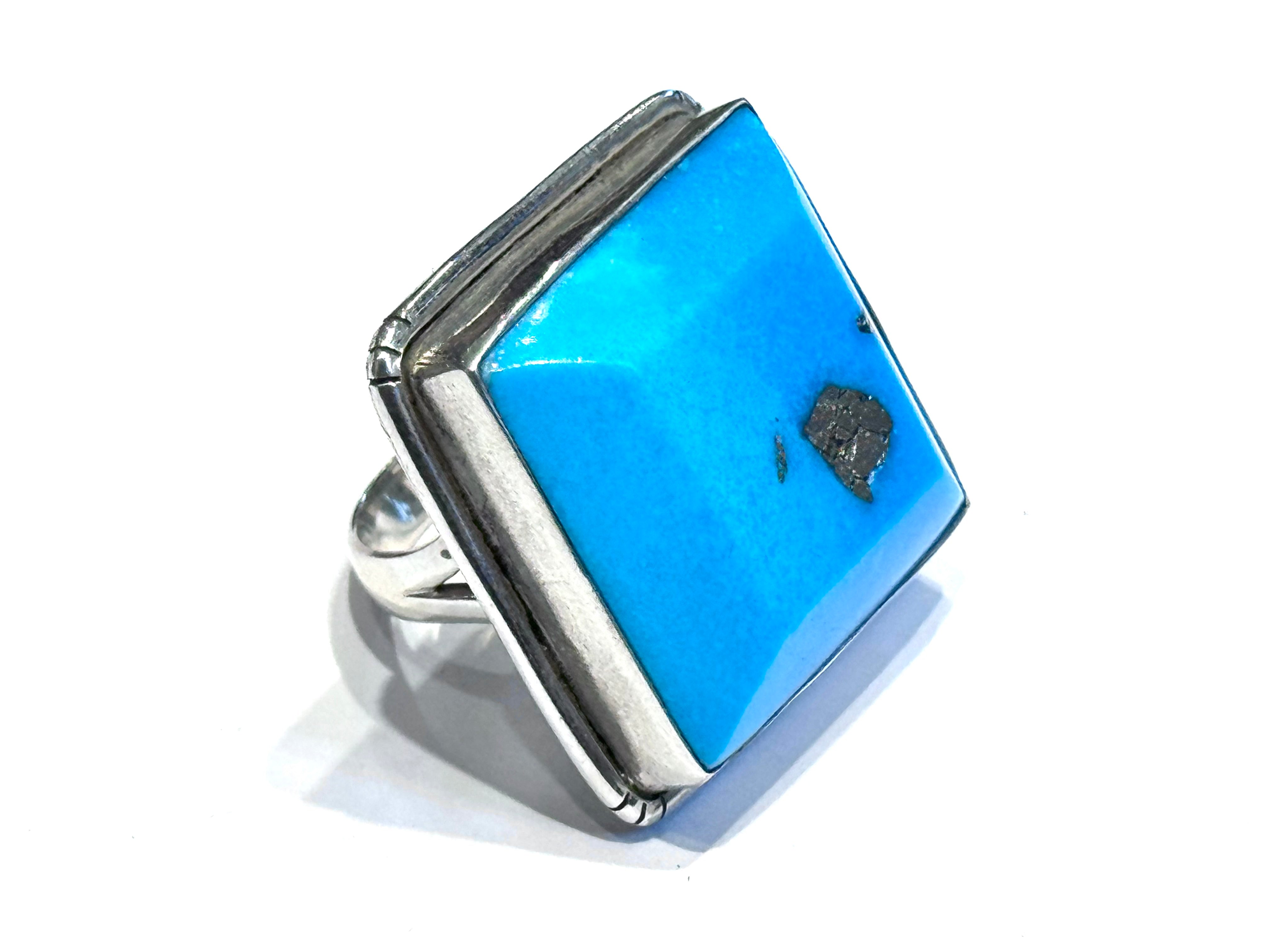 Turquoise with rare pyrite Matrix Ring
