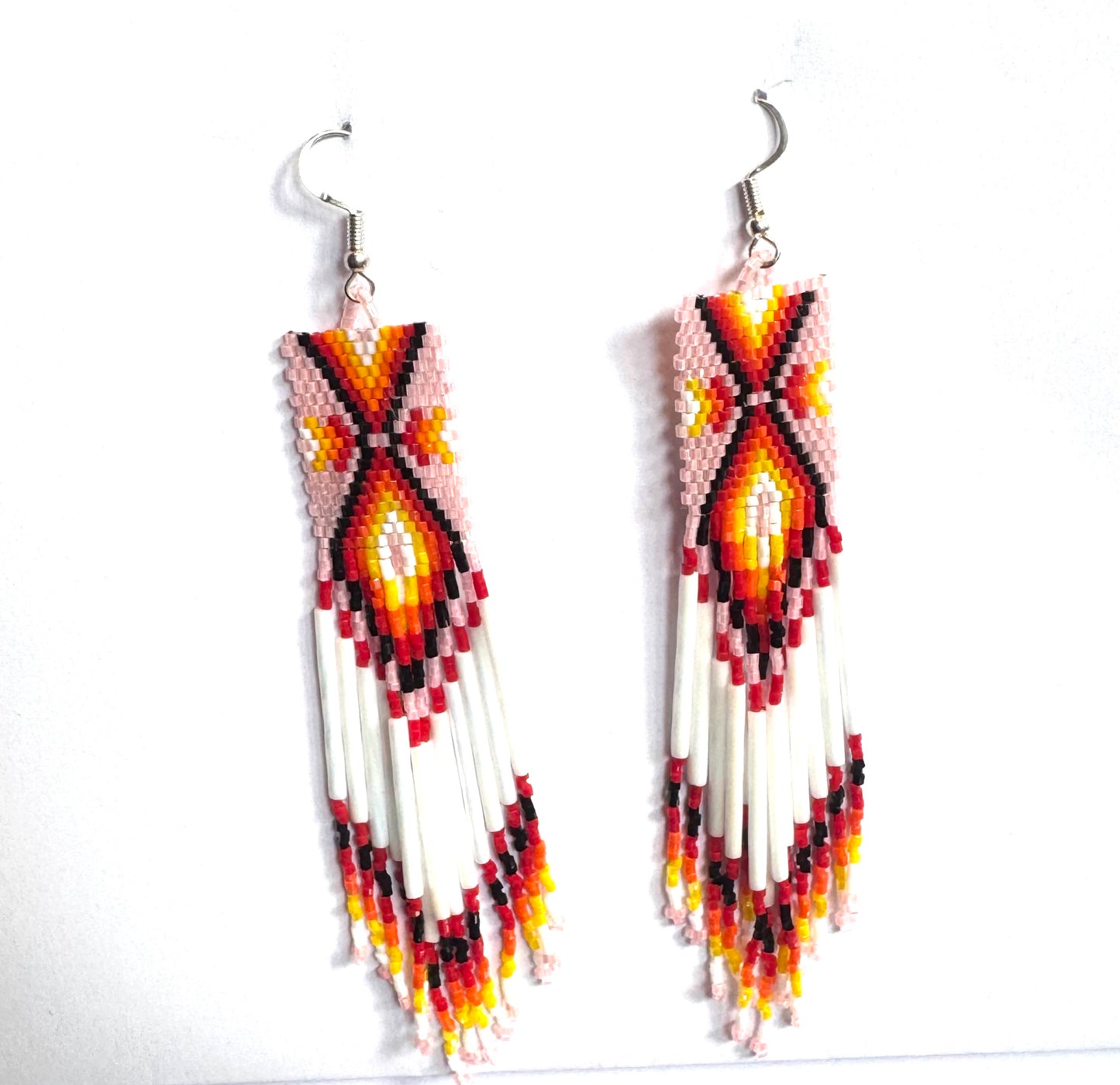 Glass beaded Earrings Navajo with sterling silver hook