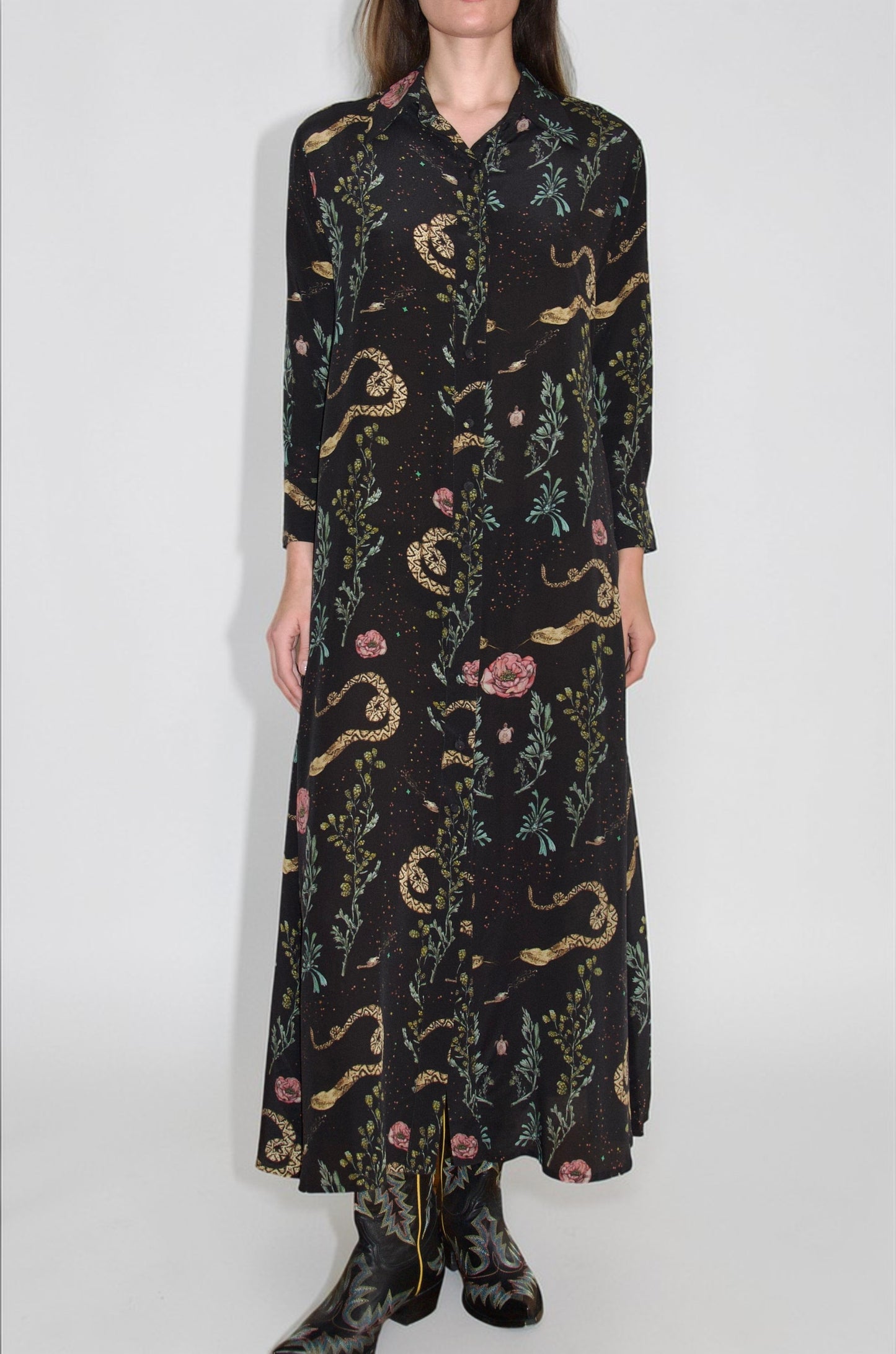 Shirt Dress - Snake Black