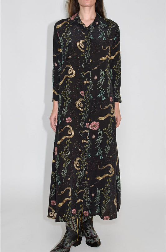 Shirt Dress - Snake Black