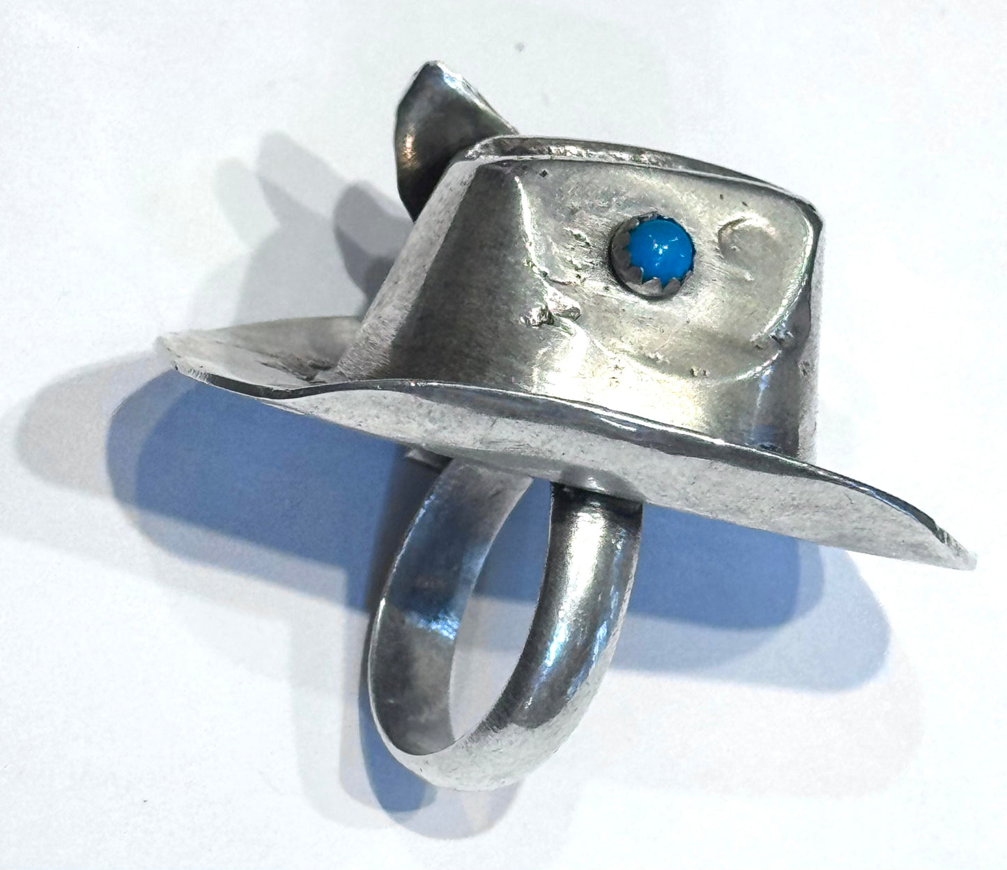 Cowboy Hat Ring Adjustable Sterling Silver & Turquoise