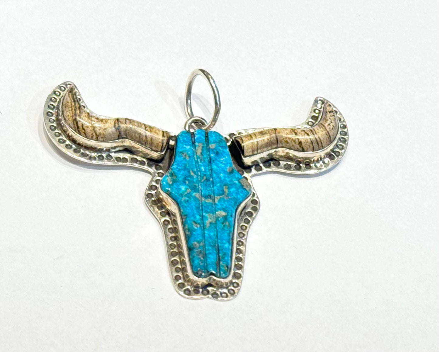 Turquoise & Pipe Stone Buffalo Pendant