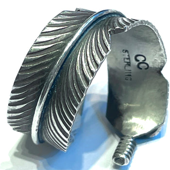 Feather sterling silver ring