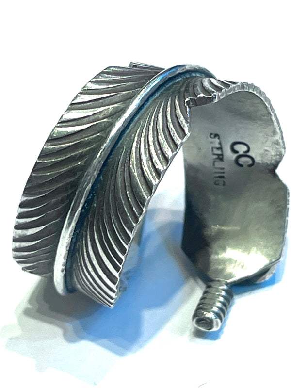 Feather sterling silver ring