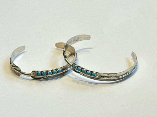 Beautiful thin sterling silver with turquoise bracelet