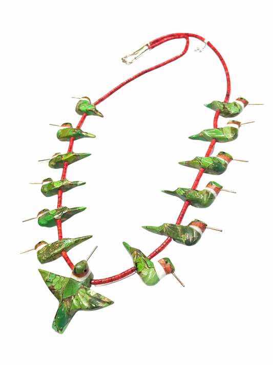 Long gaspiate hummingbird necklace