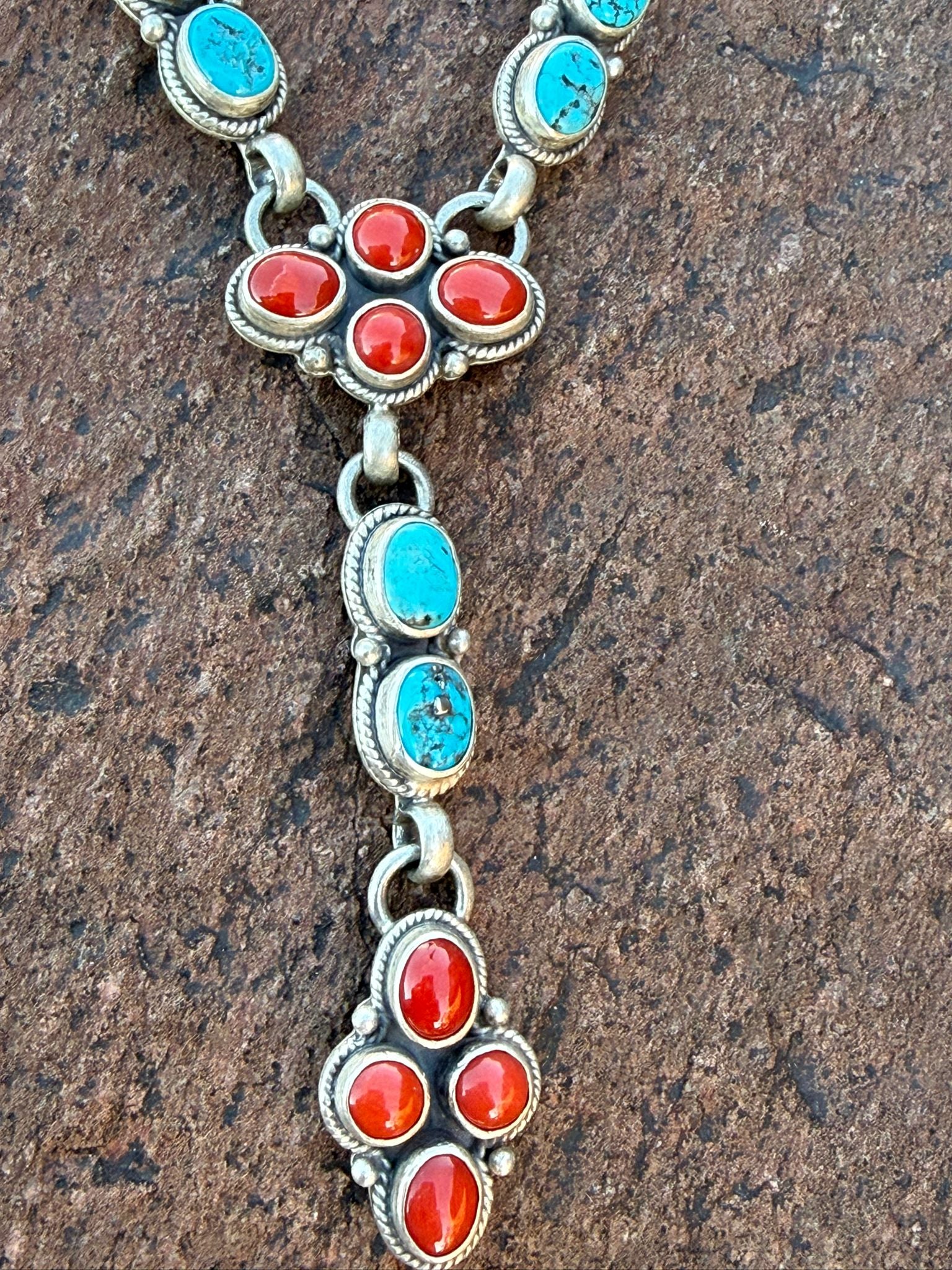 Navajo Turquoise & Coral Necklace