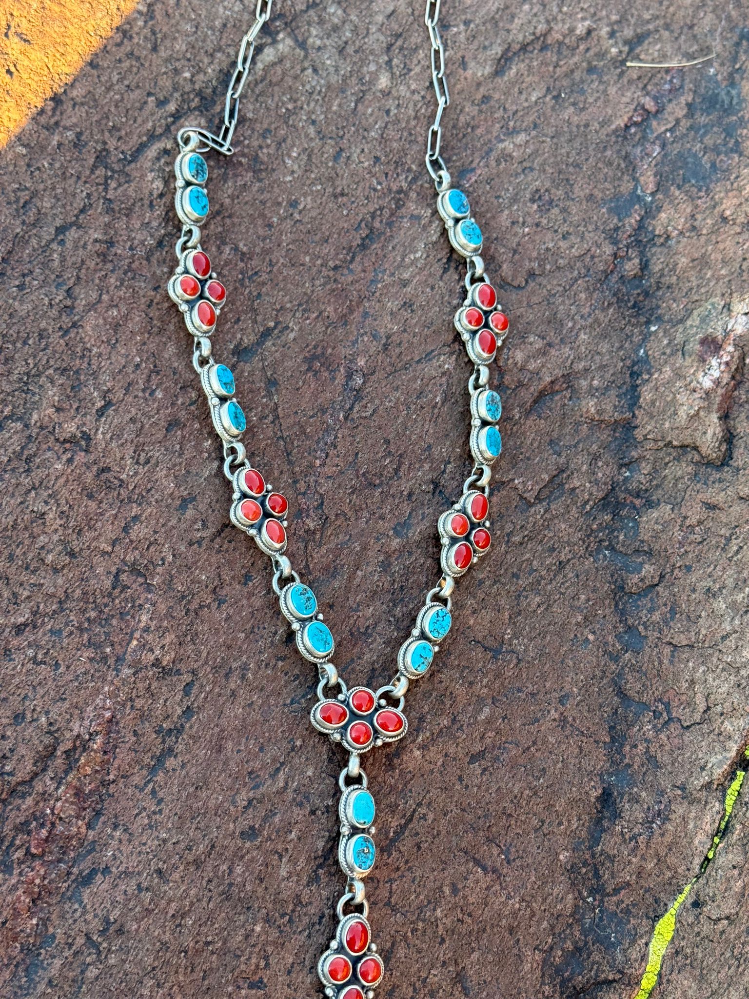 Navajo Turquoise & Coral Necklace