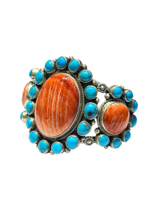 Spiny oyster and turquoise cuff