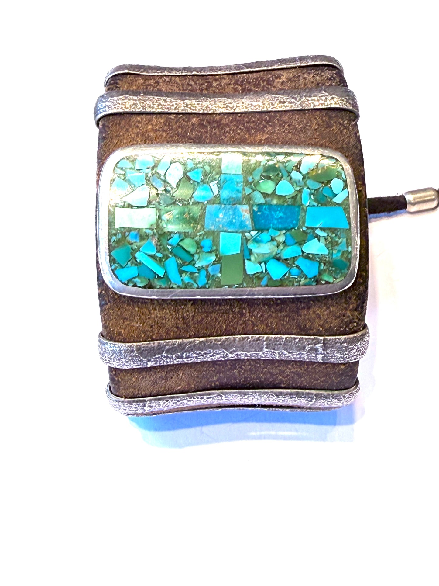 Navajo Tommy singer bracelet leather and sandcast