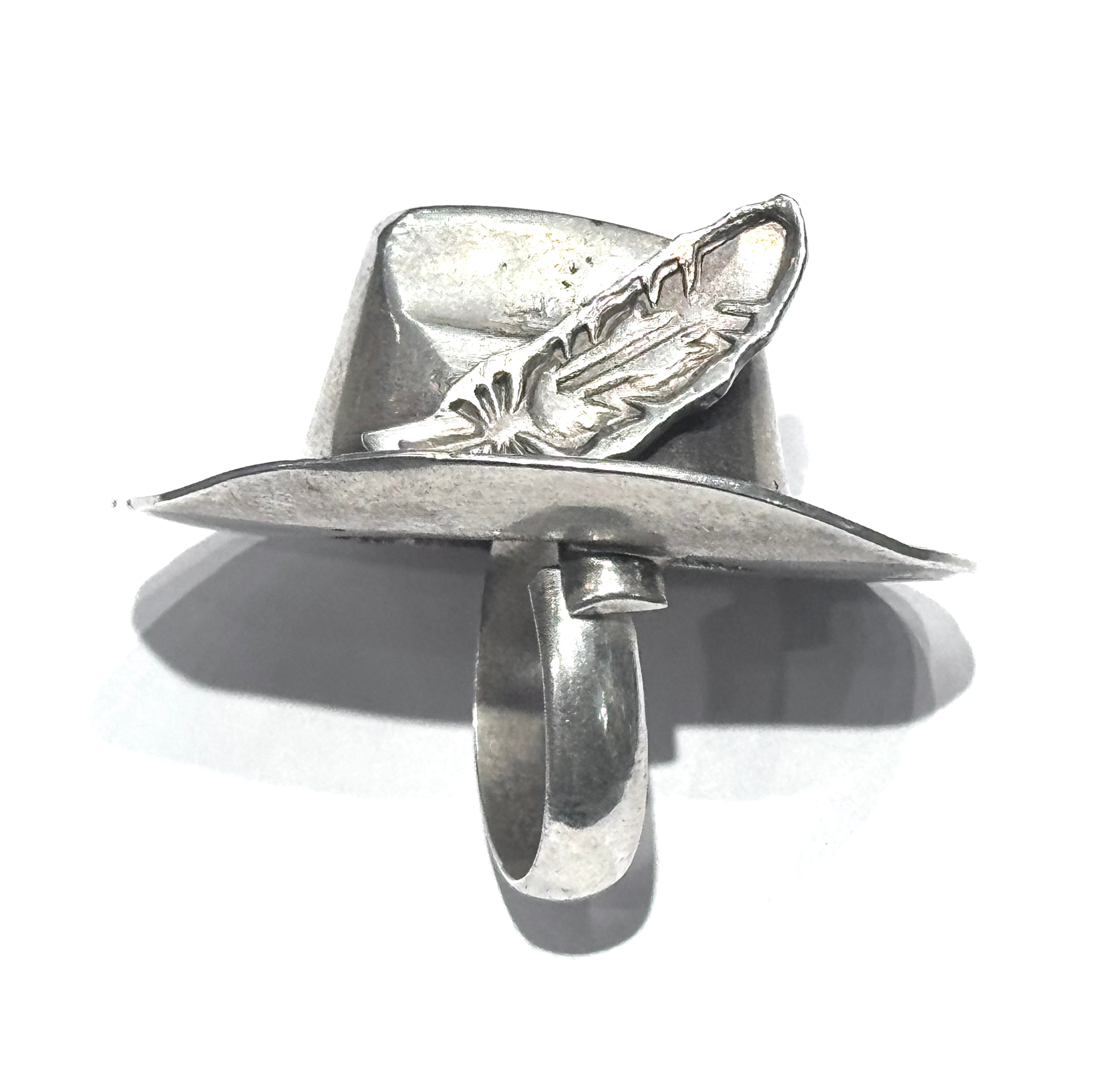 Cowboy Hat Ring Adjustable Sterling Silver & Turquoise