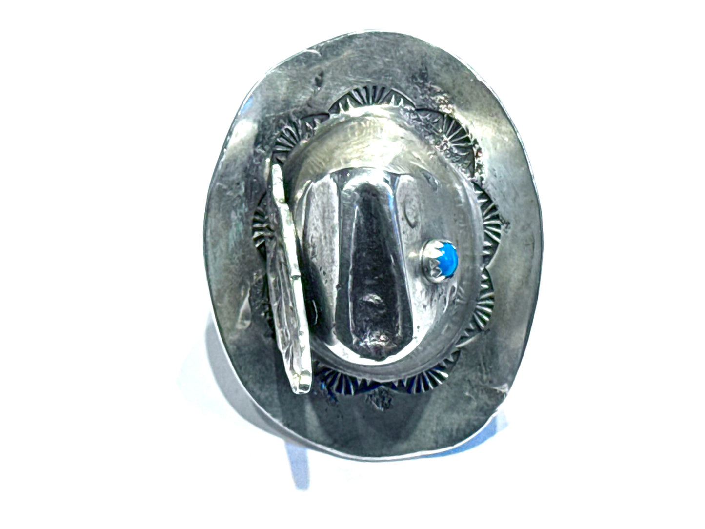 Cowboy Hat Ring Adjustable Sterling Silver & Turquoise