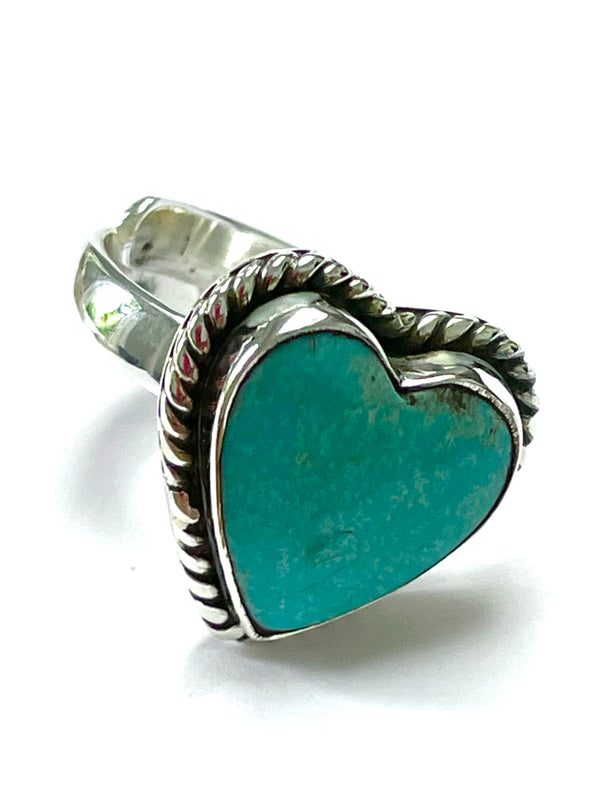 Heart ring turquoise adjustable