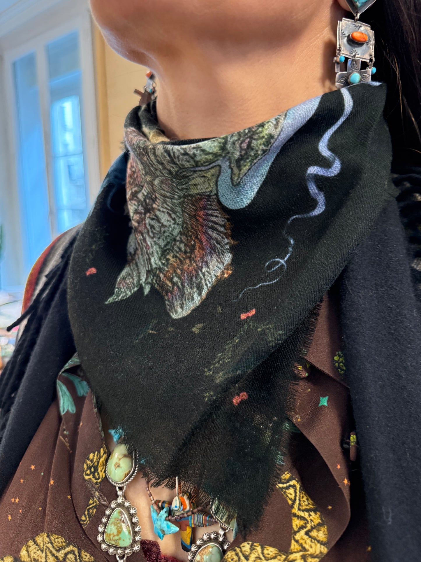 Black Bandana cashmere scarf