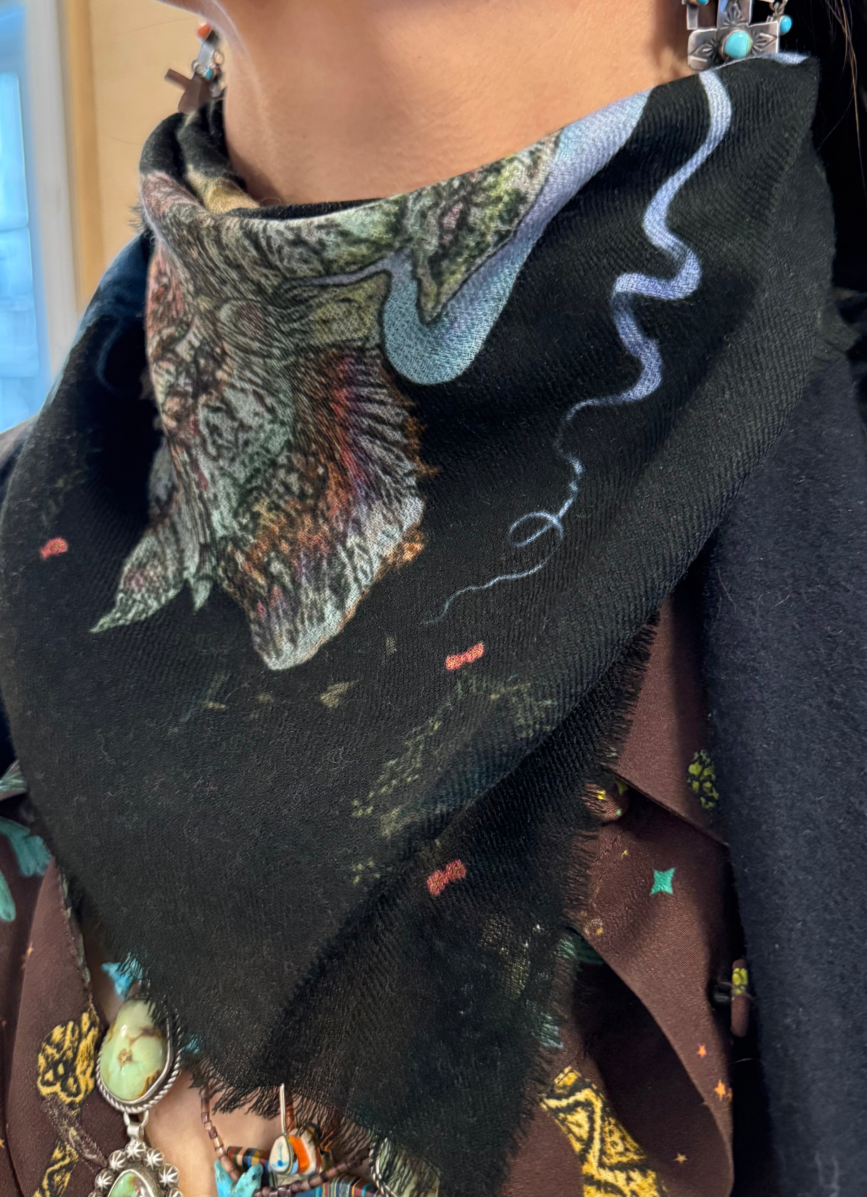 Black Bandana cashmere scarf