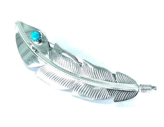 Feather sterling silver hair clip