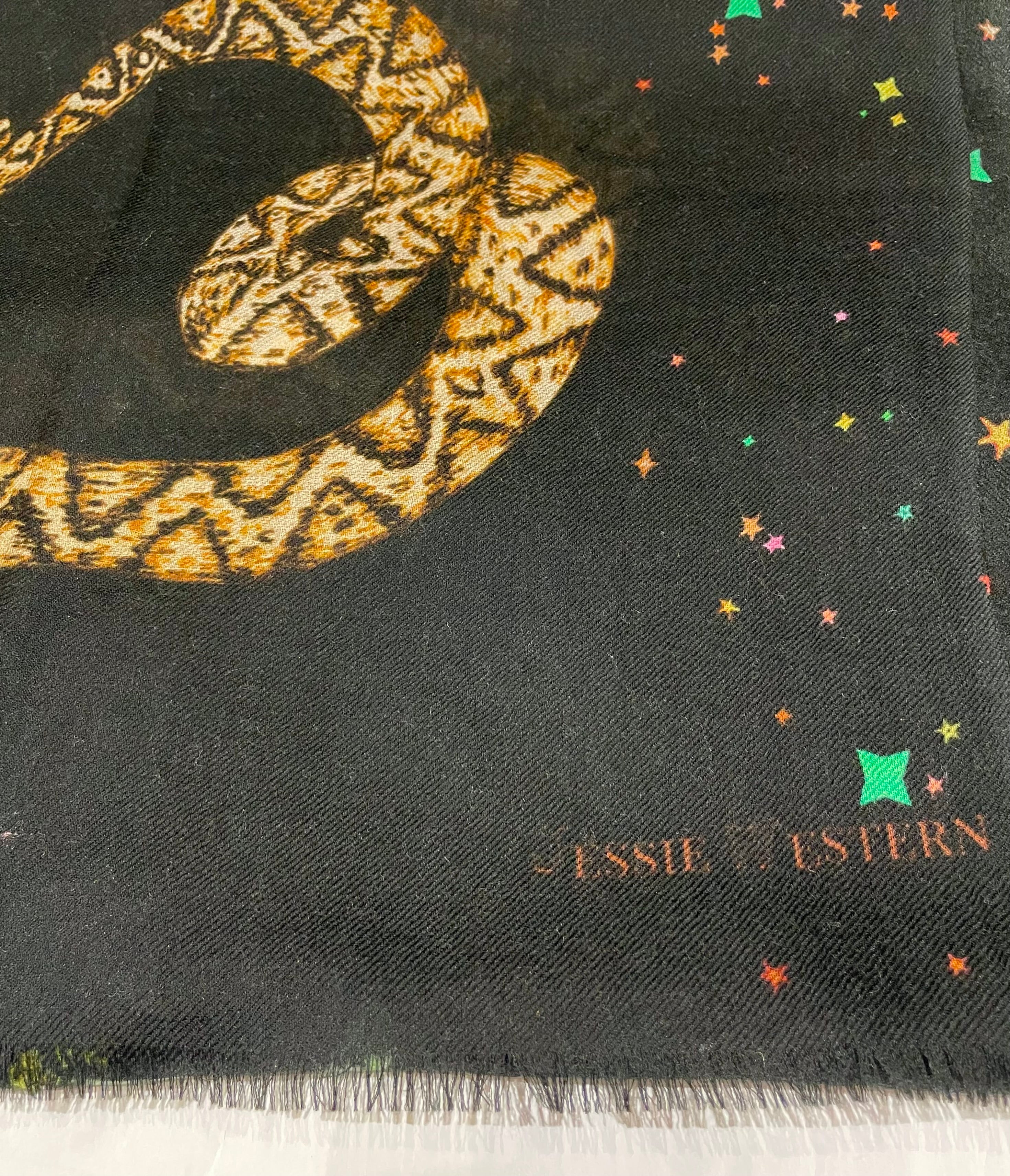 Black cashmere snake scarf