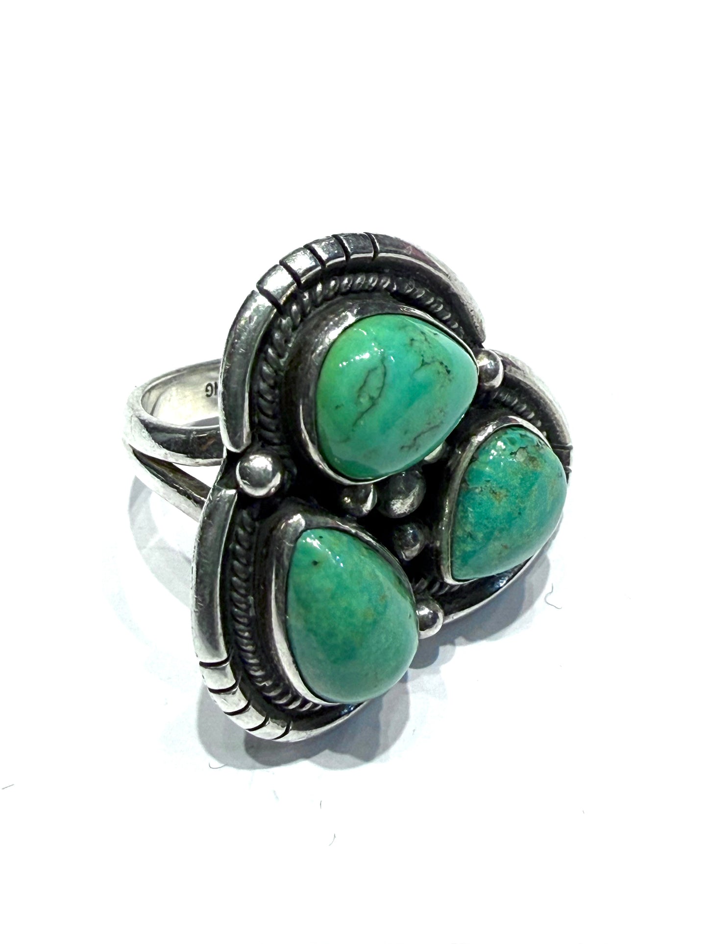 Green 3 stone ring
