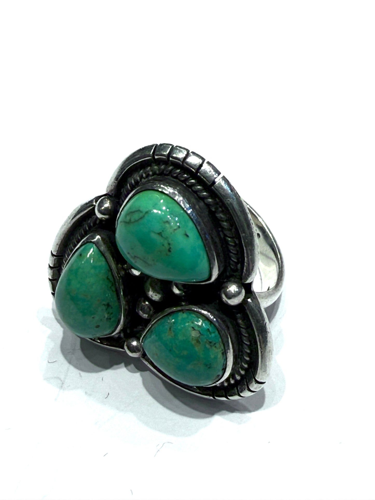 Green 3 stone ring