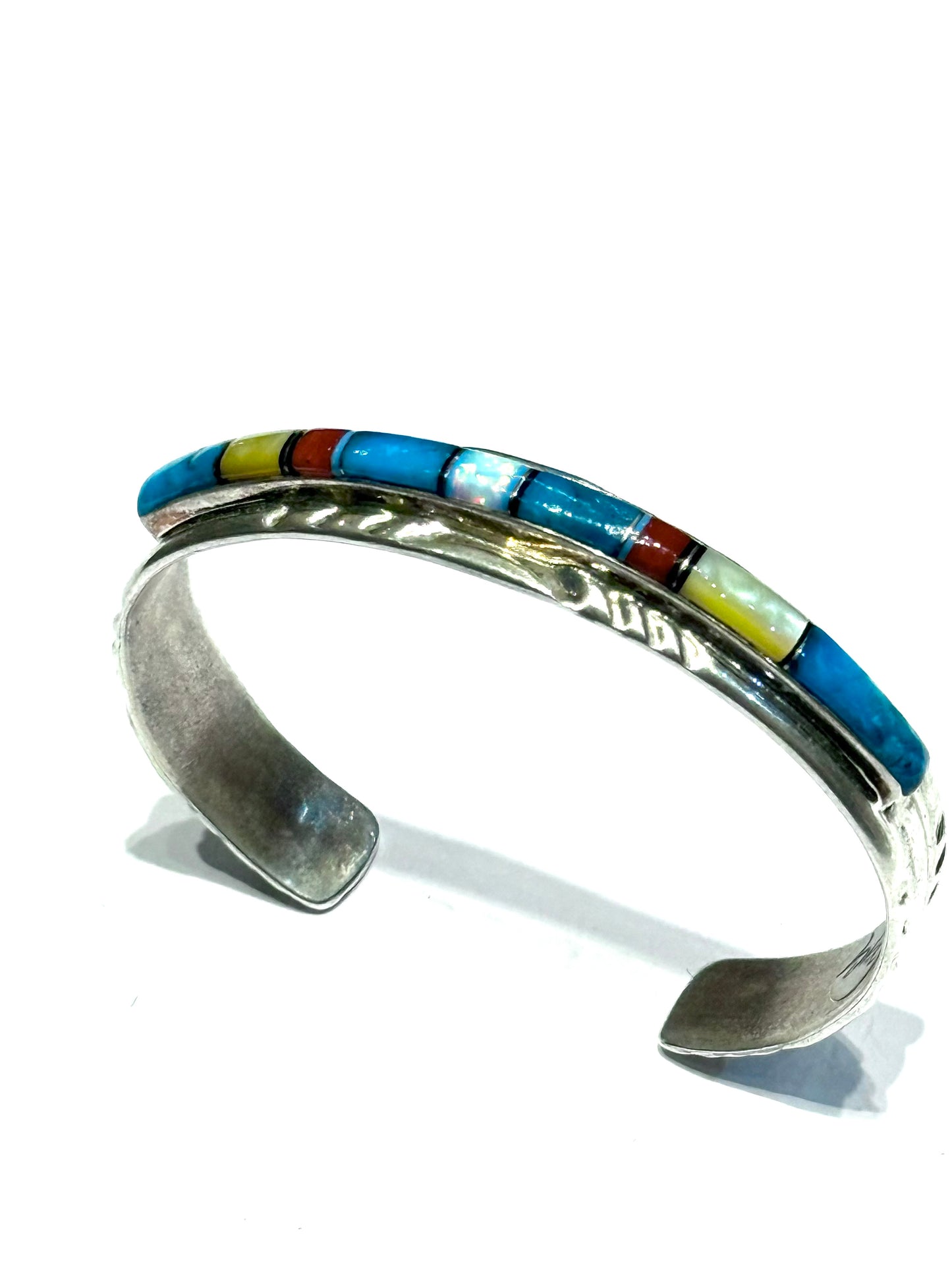 Sterling silver inlaid stone bracelet