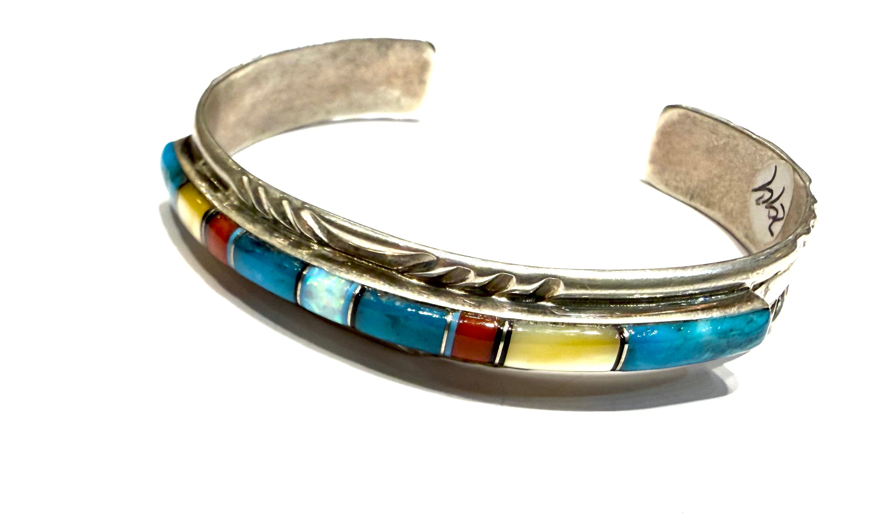 Sterling silver inlaid stone bracelet