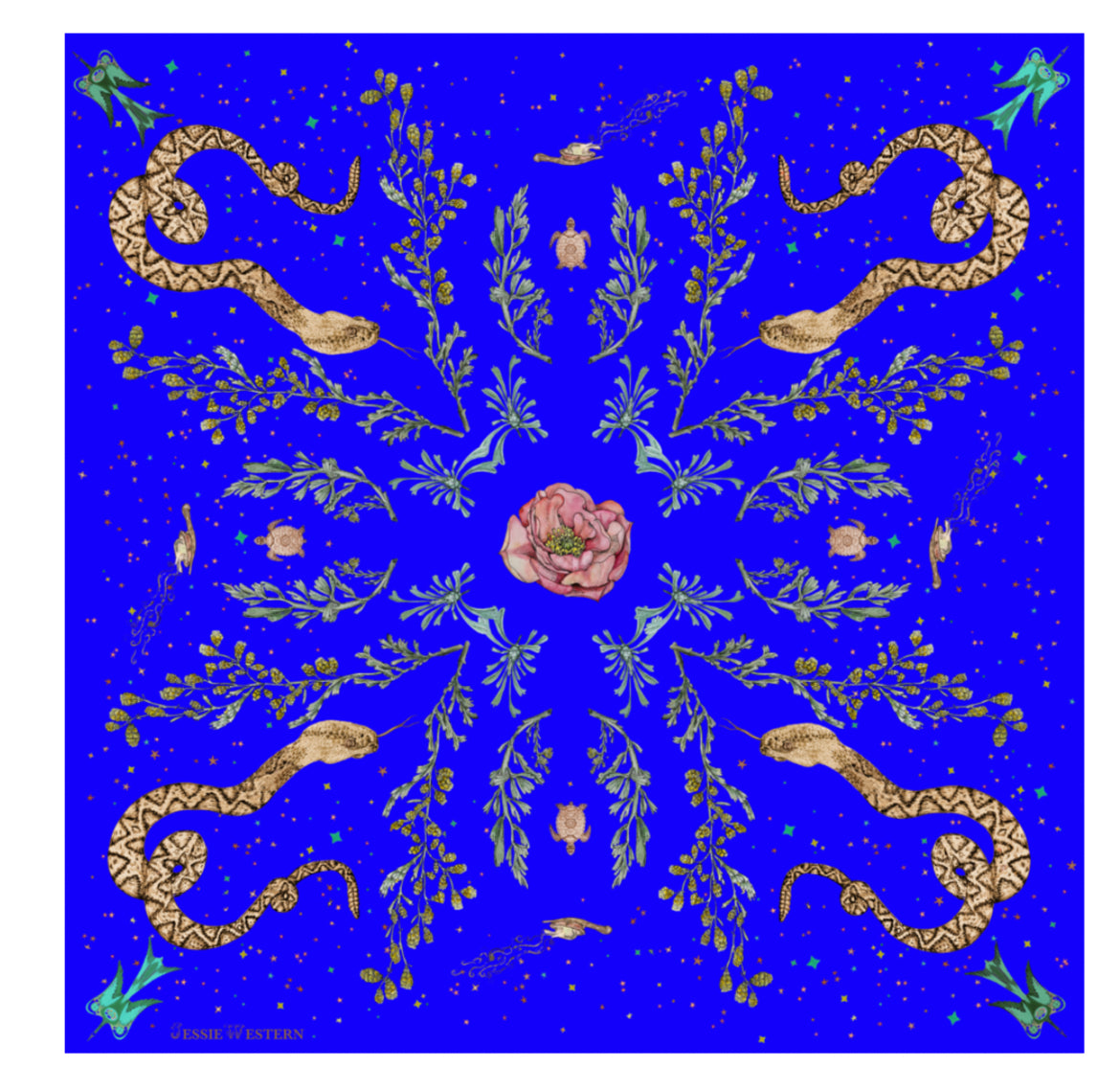 Blue cashmere bandana